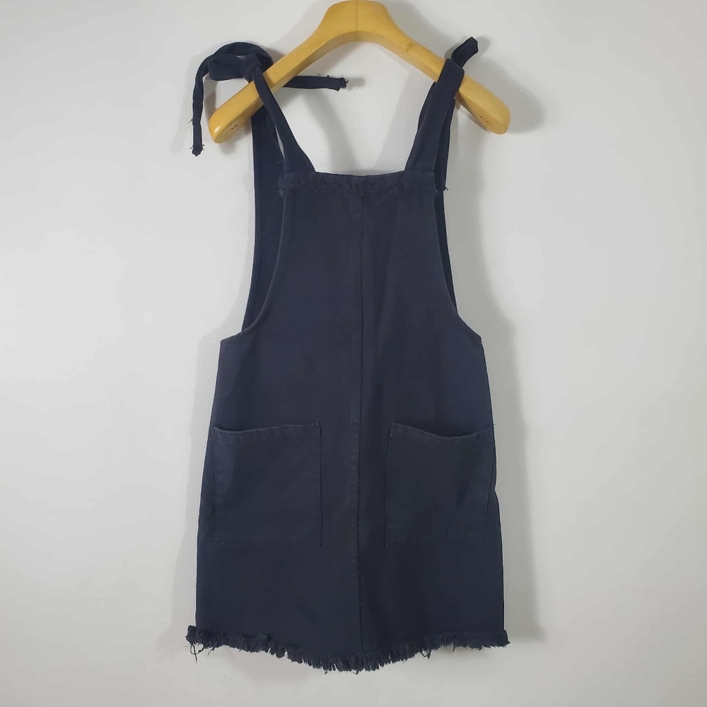 Wildfire Short Black Cotton Denim Jean Jumper Dress with Pockets